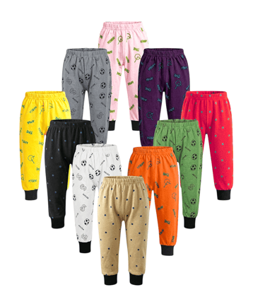 LEMONYFABRICS Pack of 10 Boys Cotton Blend Trackpant ( Multicolor )