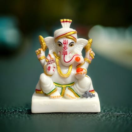 Hot selling Product Marble Lord Pagadi Ganesha Idol Gift for Grah Pravesh Serene Beauty Sacred Spaces at Affordable Prices-Composite Marble