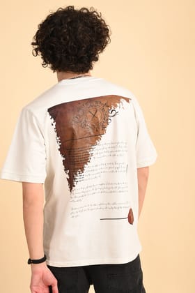 White Tamil Print T-Shirt-S
