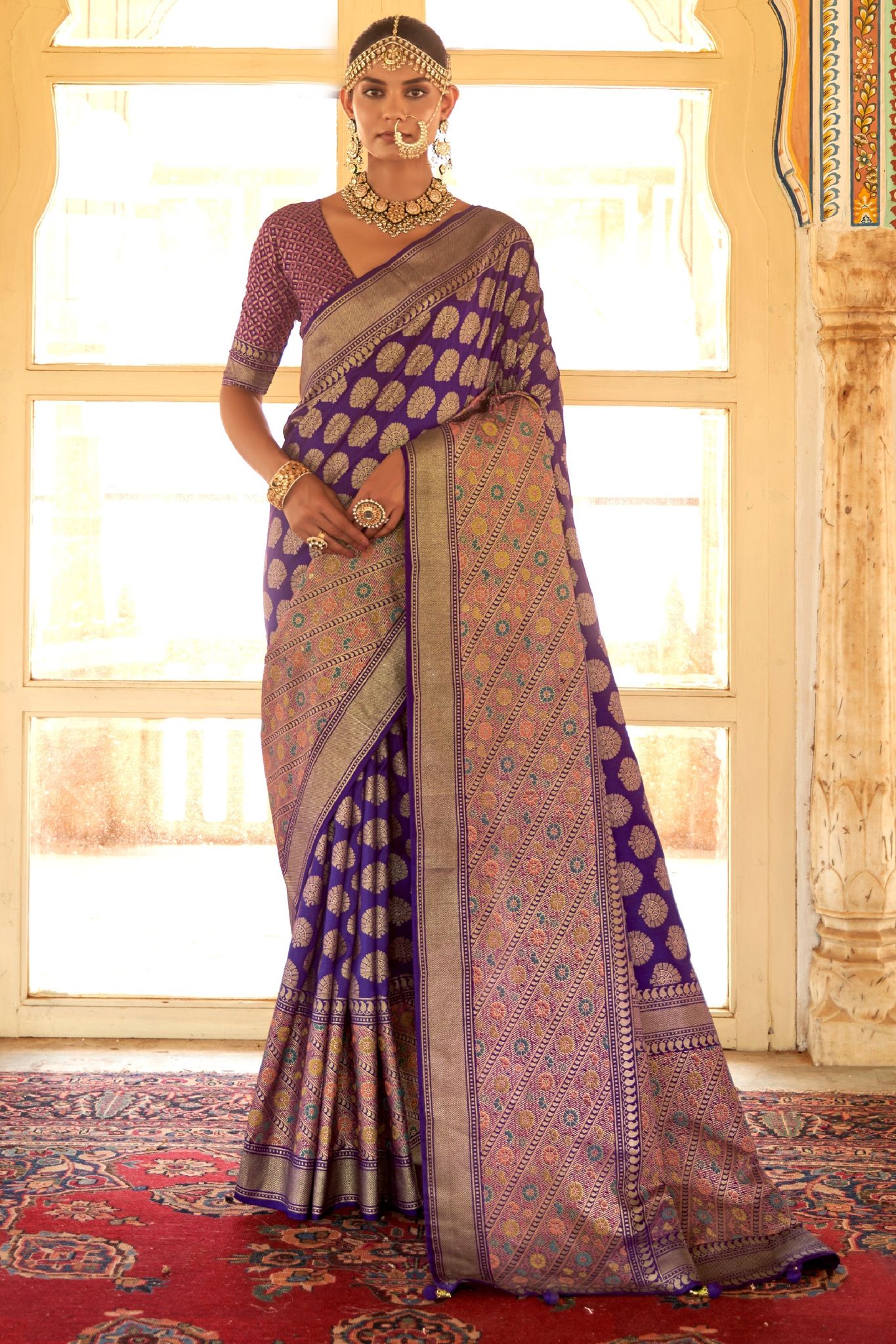 Blue Woven Silk Saree