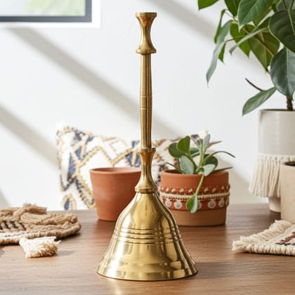 Brass Round Temple Puja Bell No. 5, Height : 6 Inch (ZMAS183 E)