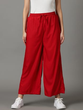 RAYON COTTON PALAZOOS  ( Colour  :  Milano Red )