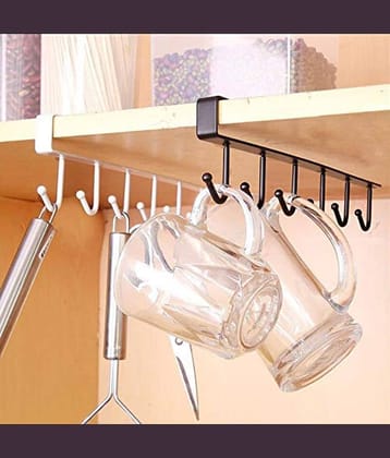 6 Hooks Ceiling Hanger Wine Glasses Storage Kitchen Storage Rack Cupboard Hanging Hook Shelf Dish Cabinet Hook Hanger Shelf Bathroom, Coffee Mug Cup Holder Rack Organizer Stand(1pcs)