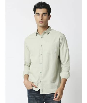 HJ HASASI 100% Cotton Slim Fit Solids Full Sleeves Men's Casual Shirt - Grey ( Pack of 1 )