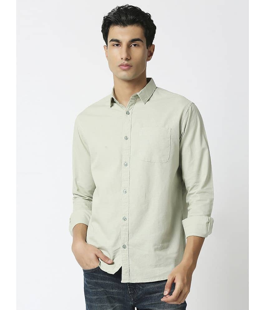 HJ HASASI 100% Cotton Slim Fit Solids Full Sleeves Men's Casual Shirt - Grey ( Pack of 1 )