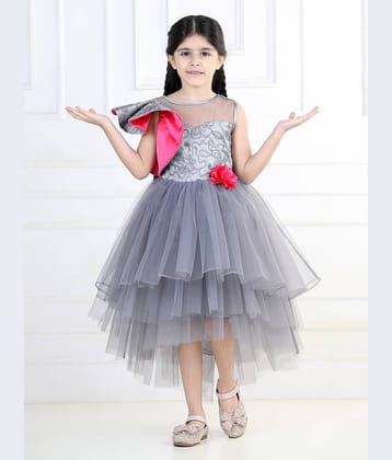 Toy Balloon Kids Net Frock For Girls ( Pack of 1 , Grey )