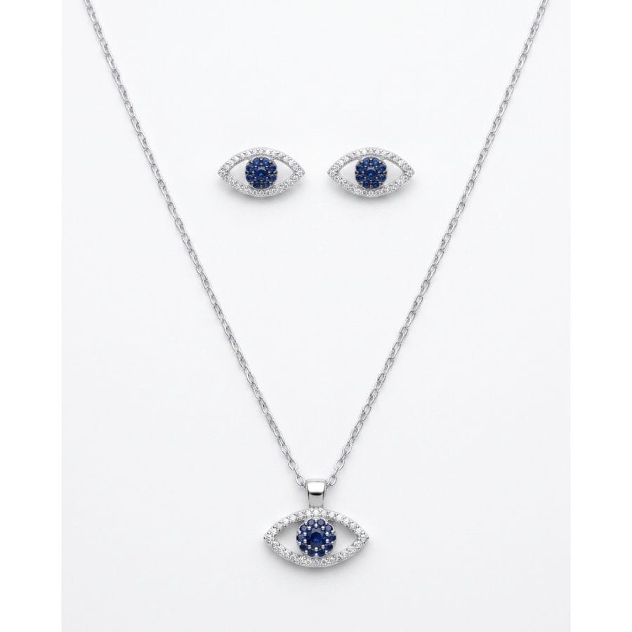Pendant Set Silver-Tone Evil Eye
