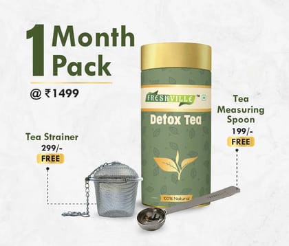 Freshville Detox Tea | Pure & Natural | Immunity Booster | Tea for Weight Loss & Glowing Skin | Rich in Antioxidants | Purifying & Cleansing | Moringa, Peppermint, Lemongrass, Hibiscus, Carda
