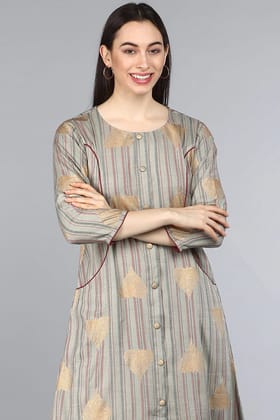Grey Cotton Straight Kurta VCK8499 Grey Cotton Straight Kurta VCK8499