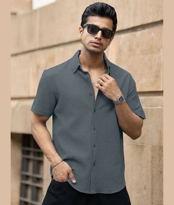 color bucket Cotton Blend Regular Fit Popcorn Textured Half Sleeves Men's Casual Shirt - Grey ( Pack of 1 )