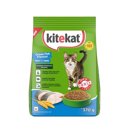 Kitekat Ocean Fish Flavour Adult (1+ Years) Dry Cat Food 370g