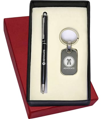 UJJi Advocate Logo Slim Metal Pen with Stylus and Keychain Set