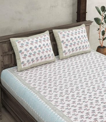 Traditional Dotted Flower Block Print Double Bedsheet Traditional Dotted Flower Block Print Double Bedsheet