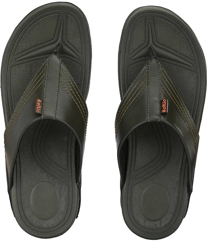 softio - Olive Men's Thong Flip Flop