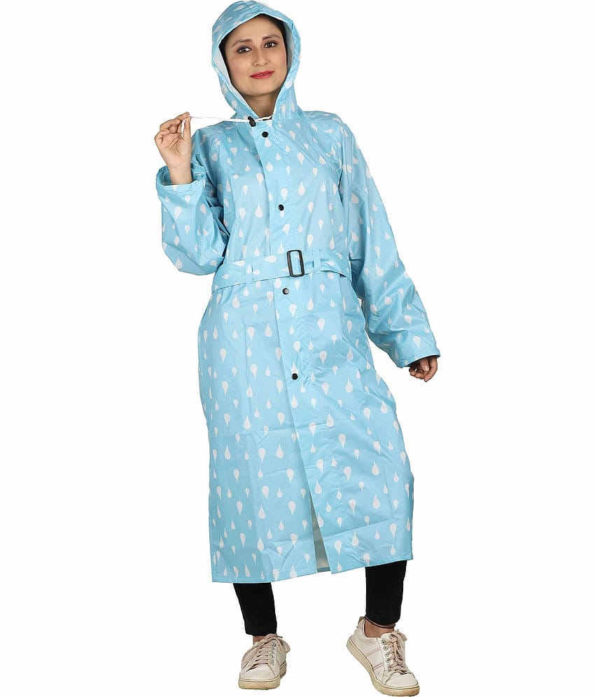 Goodluck Polyester Long Raincoat - Blue