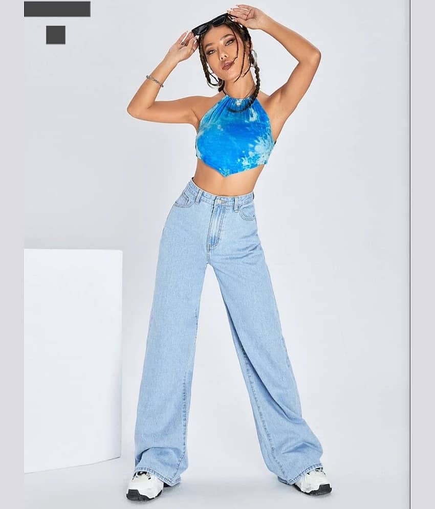 9x denims Women's Baggy Fit High-Rise Jeans ( Blue )