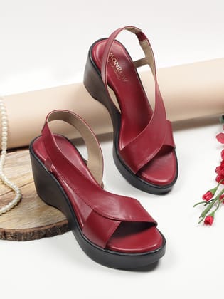 Samaira Maroon Wedge Heels-36 / Maroon