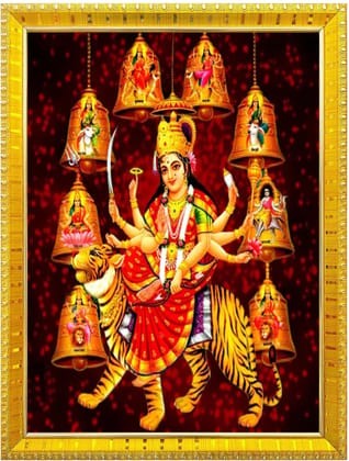 NOKKES Sherawali maa veshno maa durga maa photo Golden 5X7 Inch Photo Frame_AQW36
