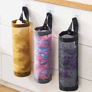 Plastic Bag Holder, Mesh Grocery Bag Holder Hanging Storage Bag Dispenser( pack of 1)