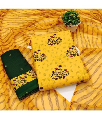 Anand Unstitched Crepe Printed Dress Material - Yellow ( Pack of 1 )