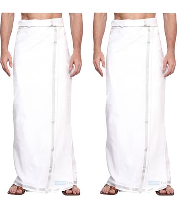 GOWRI TEX Cotton Men's Dhoti White ( Pack of 2 )