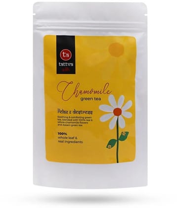 Tattva Adih Chamomile Green Tea:Stress Relief, Whole Leaf Green Tea & Pure Chamomile Buds 100g Pouch