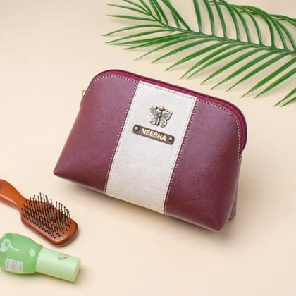 PERSONALISED MULTIPURPOSE POUCH STRIPE - MAROON-Maroon