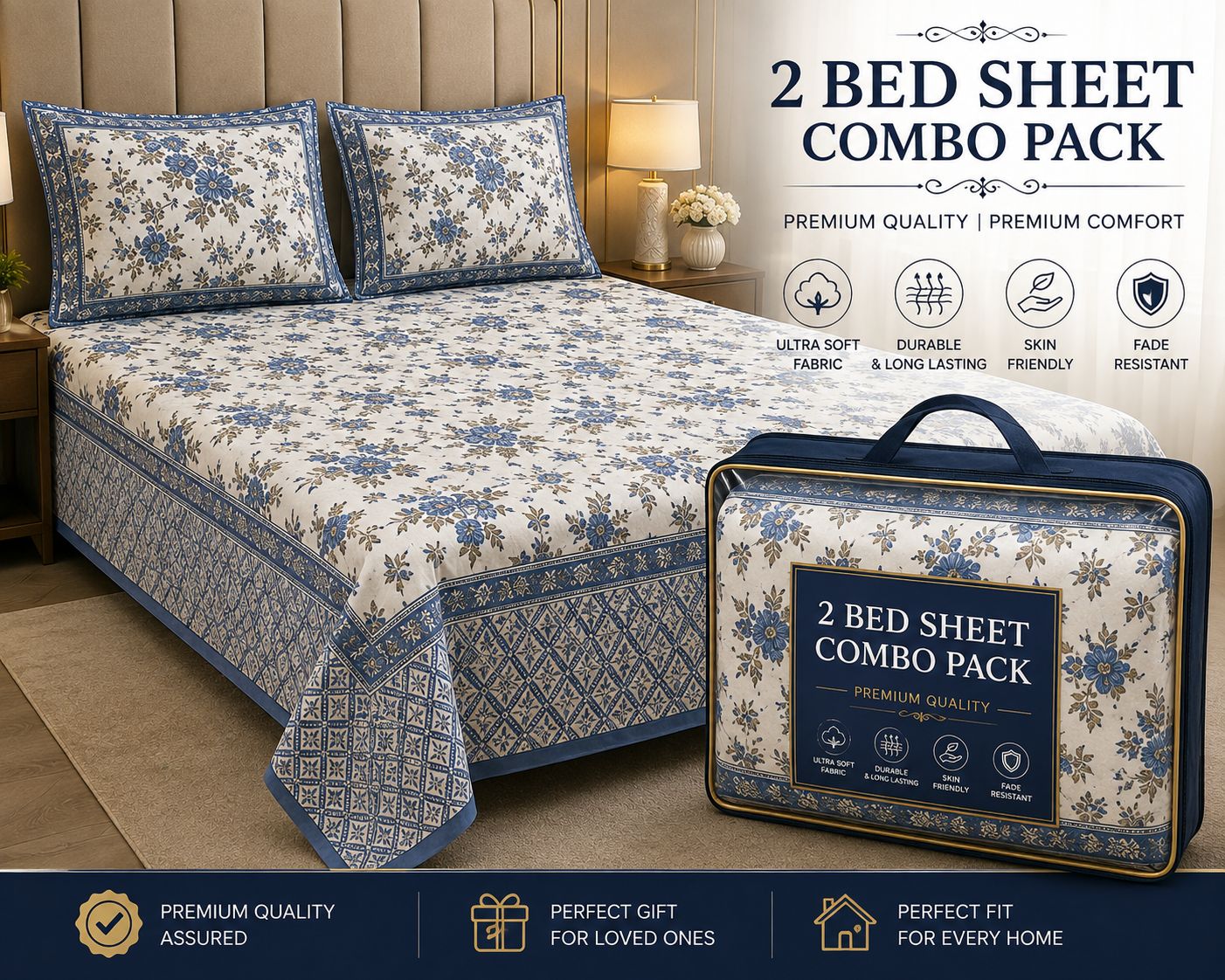 2 BED SHEET COMBO PACK