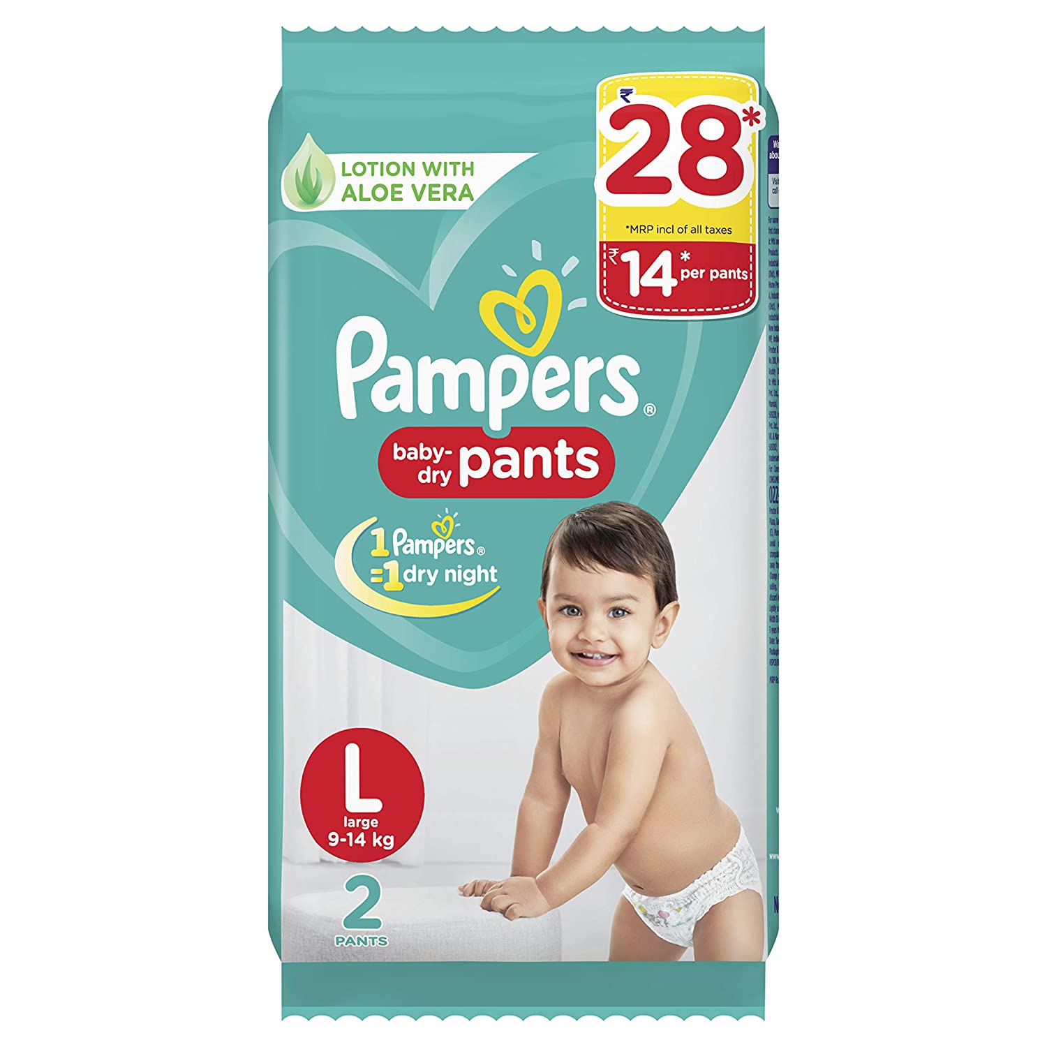 Pampers New Dry Large Diapers Pants, 2 Pcs