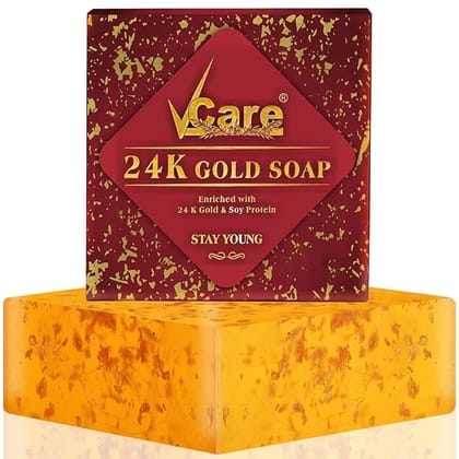 VCare 24K Gold Soaps for Bath 100 g, Best Anti Aging Soap Bar for Women and Men