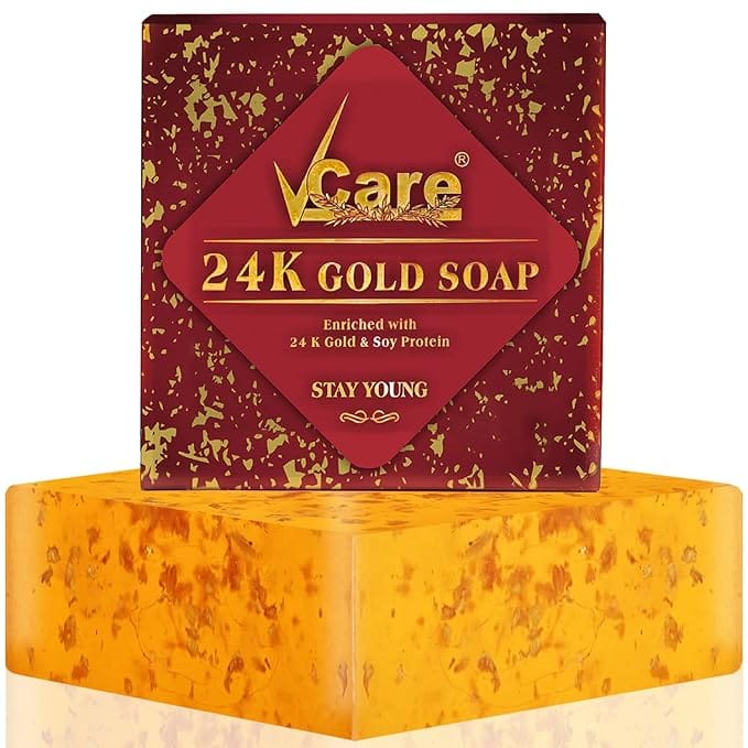 VCare 24K Gold Soaps for Bath 100 g, Best Anti Aging Soap Bar for Women and Men