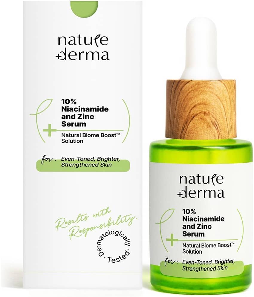 Nature Derma 10% Niacinamide & Zinc Serum with Natural Biome-Boost Solution For Acne Prone Skin | 30ml