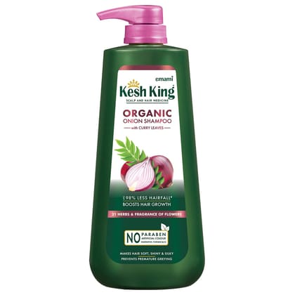 Kesh King Organic Onion Shampoo With Curry Leaves Reduces Hair Fall Upto 98%,Keeps Hairs Smooth Upto 48Hrs - 600Ml,625 Grams Kesh King Organic Onion Shampoo With Curry Leaves Reduces Hair Fall Upto 98%,Keeps Hairs Smooth Upto 48Hrs - 600Ml,625 Grams - Wh