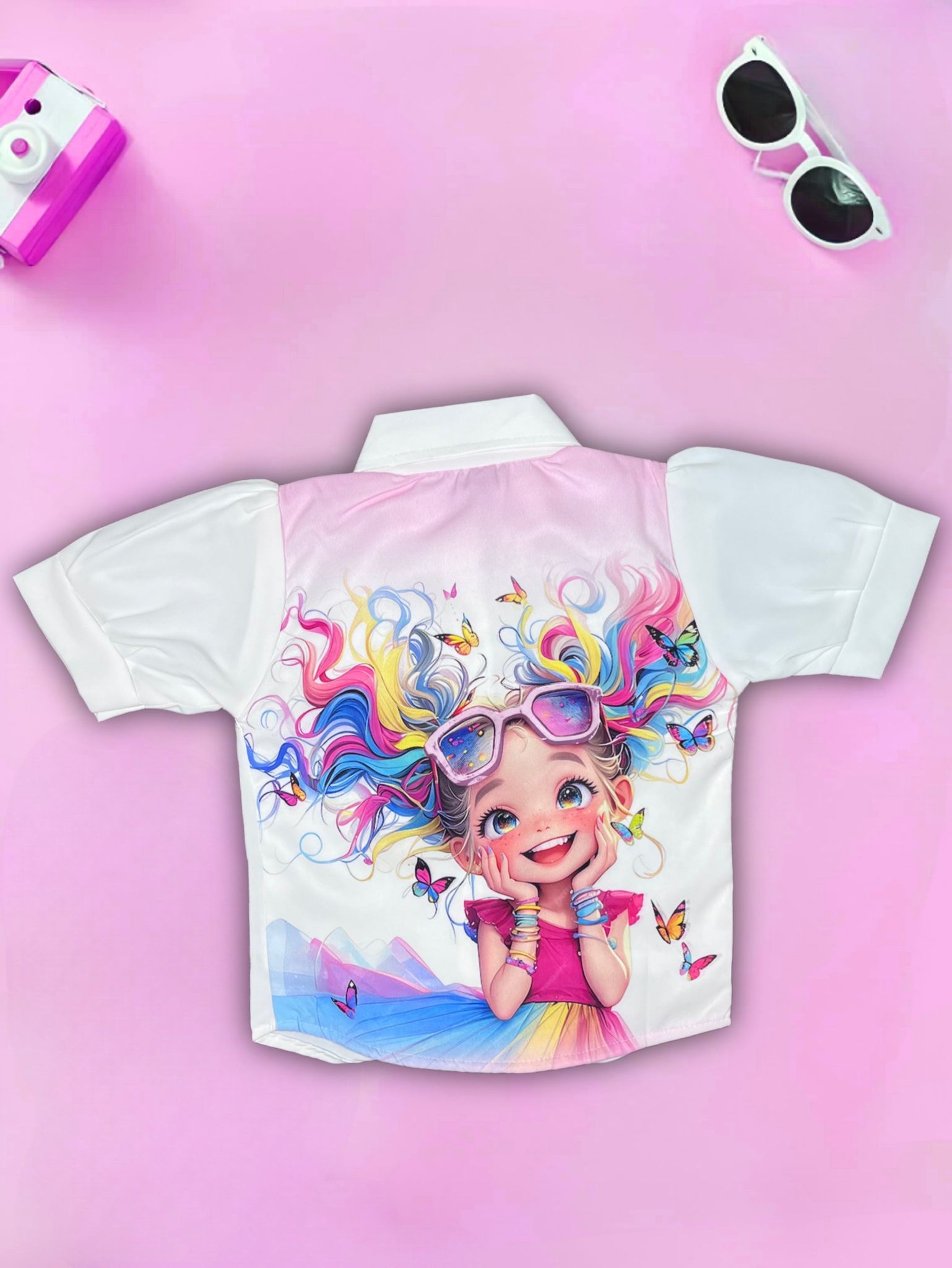 Girls Baby-Pink Imported Shirt [GT-629] [4-12 year]-10-11Y (Size - 34) / Imported