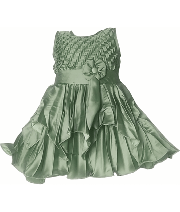 harshvardhanmart.com Baby Girls Satin Frocks ( Green )