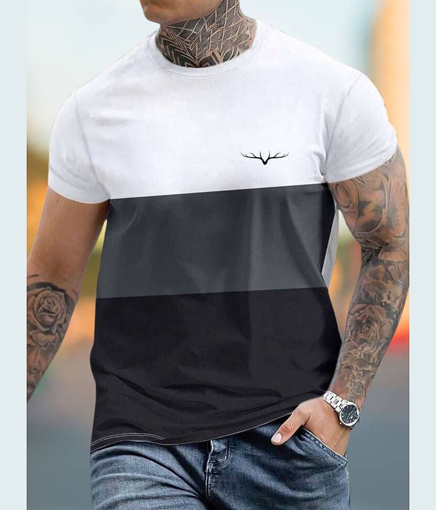 Garimaknitwear Cotton Blend Regular Fit Colorblock Half Sleeves Men's Round T-Shirt - Grey ( Pack of 1 )