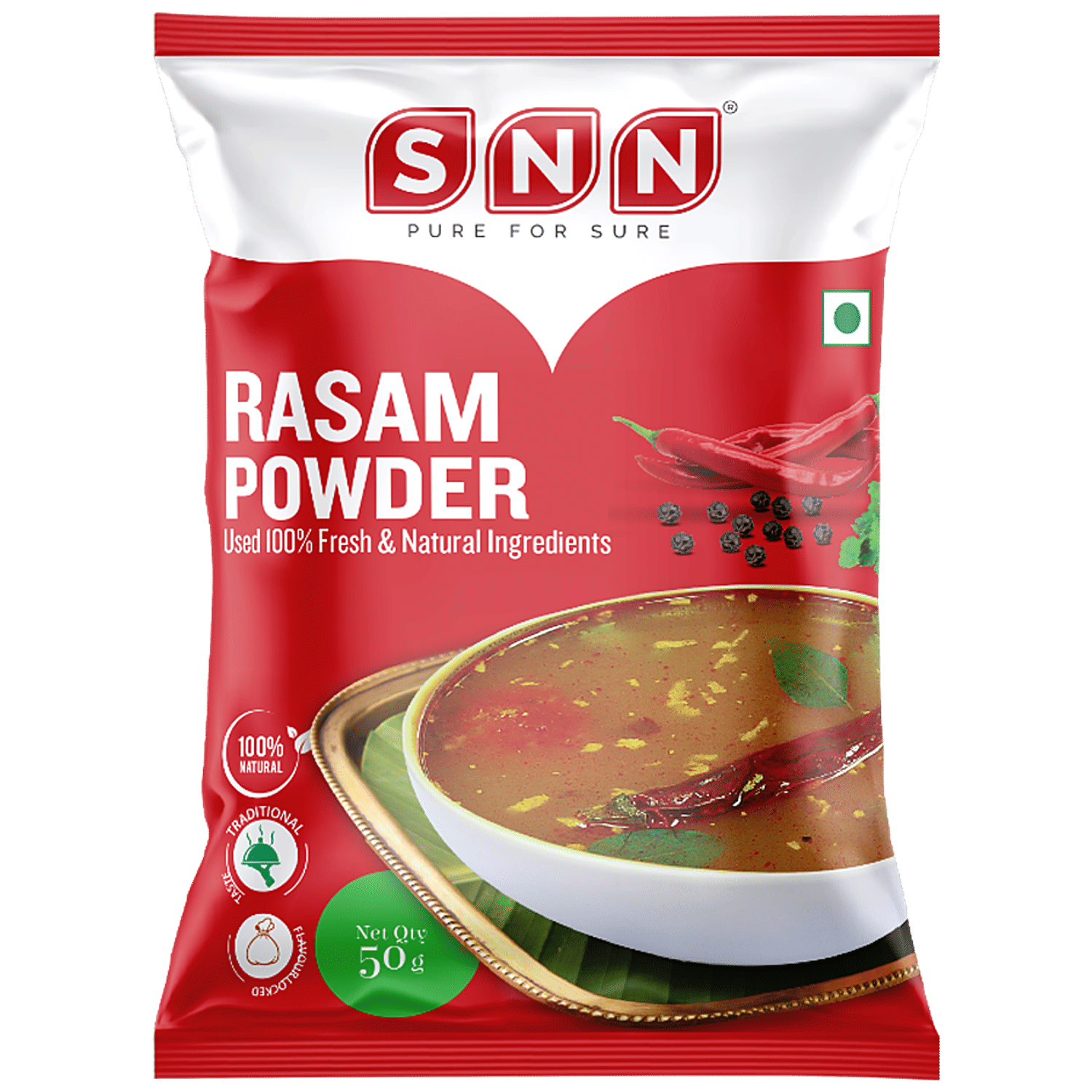 SNN Rasam Powder - Made With Fresh Natural Ingredients, Flavourful & Rich Aroma, 50 g Pouch
