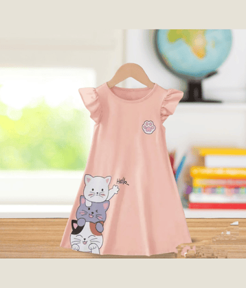 ODIMENT Cotton A-line Dress For Girls ( Pack of 1 , Purple )