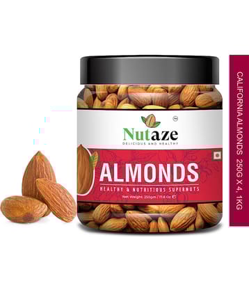 Nutaze California Almonds Badam Giri 1kg, (250g x 4) | Premium Nuts & Dry Fruits | Rich in Protein, Magnesium, Phosphorus, and Dietary Fibre.