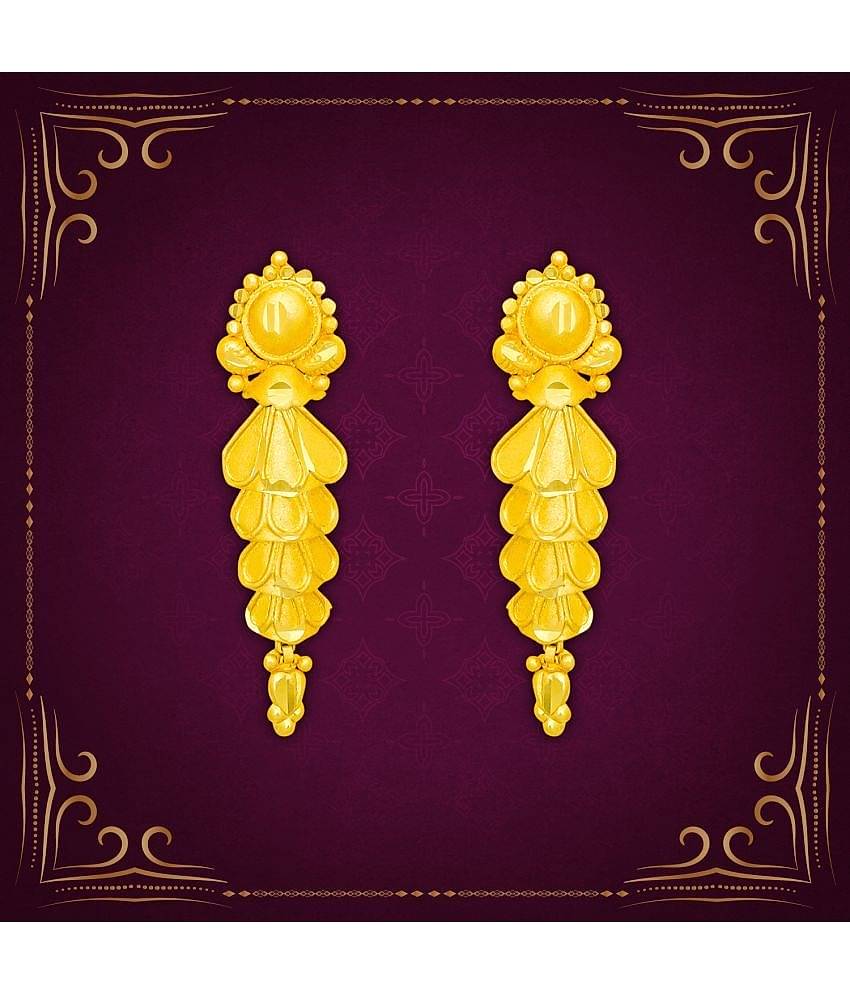 LUV FASHION Golden Drop Earrings ( Pack of 1 )