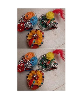VARNI CREATION Ladoo Gopal KALAGI PAGH Small (Diameter : Approx 2 cm) for Size 0, 1 Gopal (Set of 6)