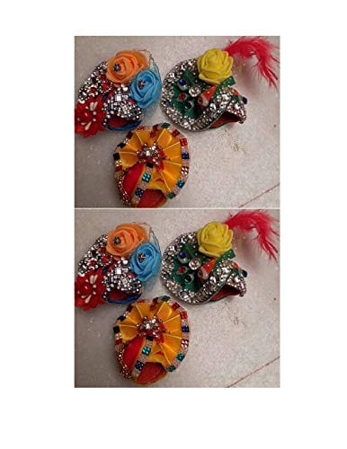 VARNI CREATION Ladoo Gopal KALAGI PAGH Small (Diameter : Approx 2 cm) for Size 0, 1 Gopal (Set of 6)