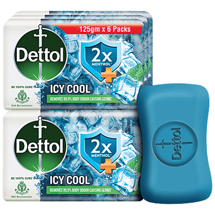 Dettol Bathing Bar Soap - Cool, 6x125 g (Multipack) Dettol Bathing Bar Soap - Cool, 6x125 g (Multipack)