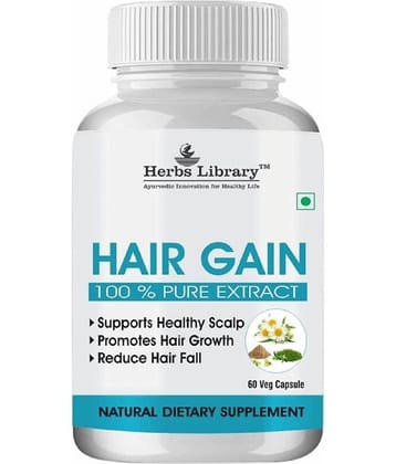 Herbs Library Hair Gain Herbal Supplement for Hair Growth, Remove Dandruff, 60 Capsules