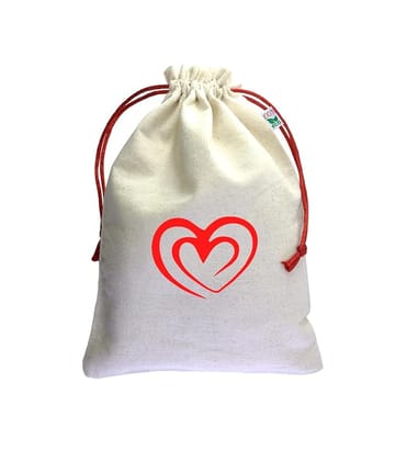 IVARIAN - Cotton Potli Bag, Occasion Gifting Bag, Return Gifting Bag  (13x18 set of 25, Heart)