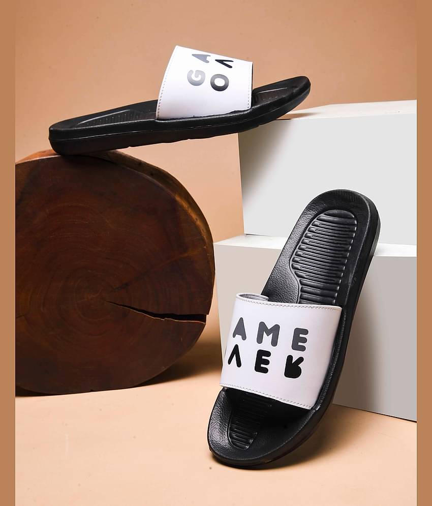 Q tick White Men's Slide Flip Flop