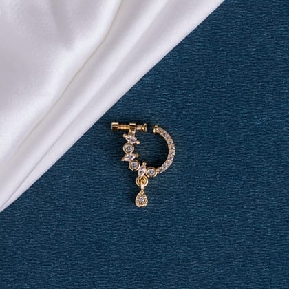American Diamond Markish Nose Screw-White / Gold Plated