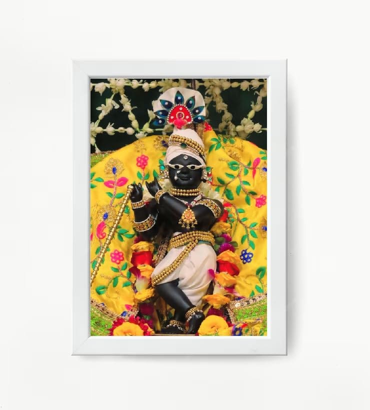 NOKKES Radha Raman Ji Vrindavan Radha Raman Thakur Ji White Photo Frames Religious Photo frame 5X7 Inch Photo Frame_QWW87