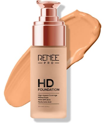 Renee Pro HD Coverage Foundation - Maple, Matte Finish, Highly Blendable Formula, SPF15, 30Ml