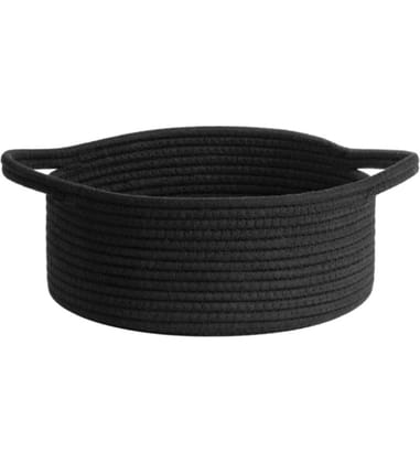 Generic Cotton 8x3 Inch Round Bedside Organizer With Out Lid (Black)-PID66367